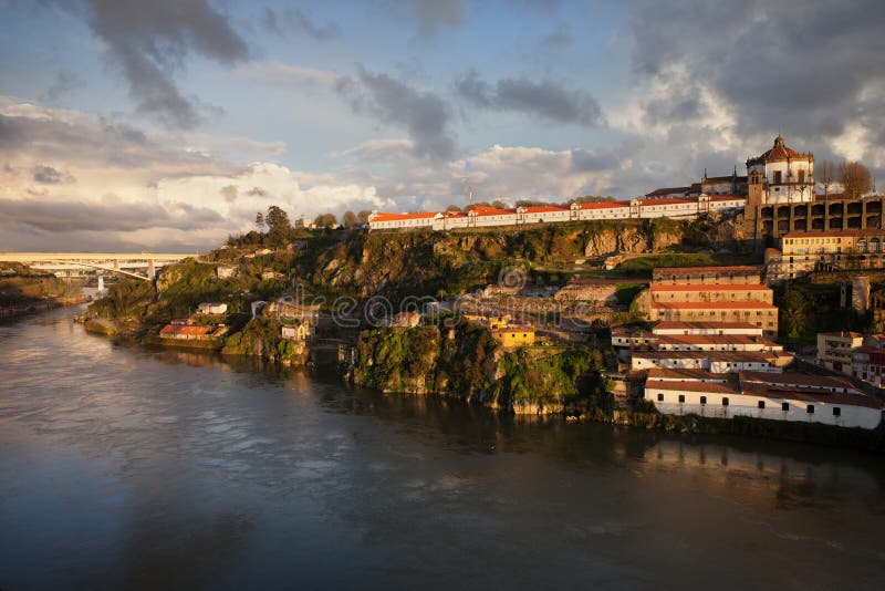 Douro River at Sunset Along Vila Nova De Gaia Stock Image Image of building, portugal 53332385