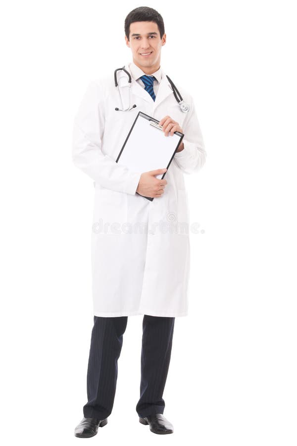 Médico com prancheta, isolado fotografia de stock royalty free