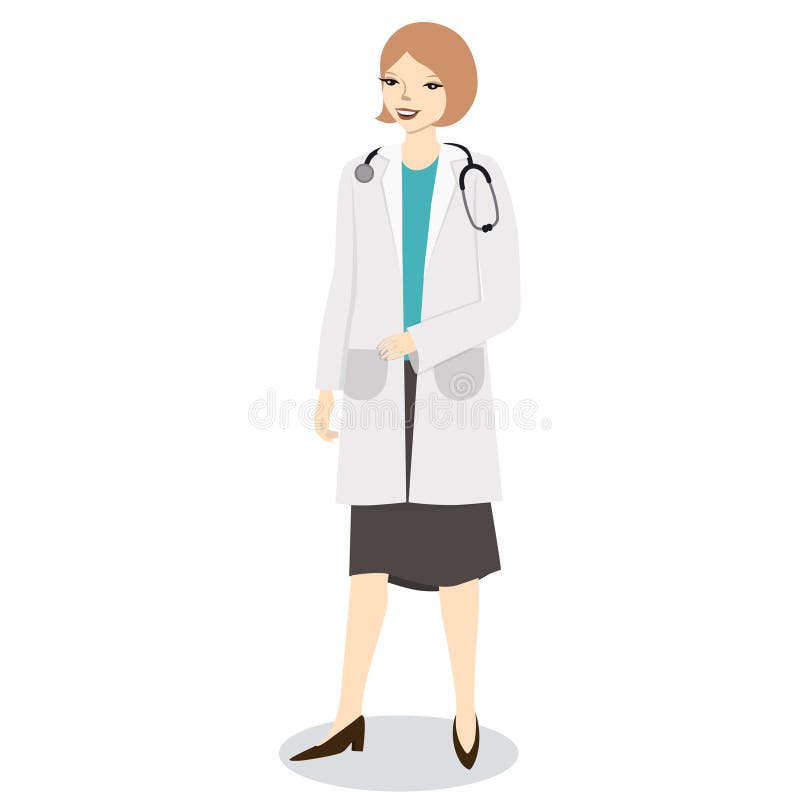 Doutor f?mea isolado no fundo branco Ilustra??o do vetor ilustração royalty free Doutor f?mea isolado no fundo branco Ilustra??o do vetor ilustração royalty free