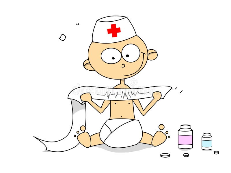 Doutor pequeno com cardiogram ilustração stock Doutor pequeno com cardiogram ilustração stock