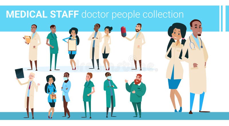 Doutores centrais Coleção Hospital Team Clinic Banner do grupo ilustração royalty free Doutores centrais Coleção Hospital Team Clinic Banner do grupo ilustração royalty free