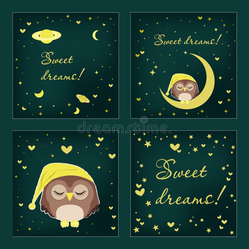 Doux rêves carte postale mignonne oiseau de nuit vectoriel illustration illustration stock