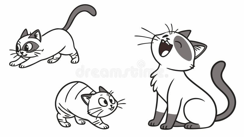 Două pisici jucăușe drăguț animale de companie Whimsical Ilustrație vector design Generative AI stock illustration