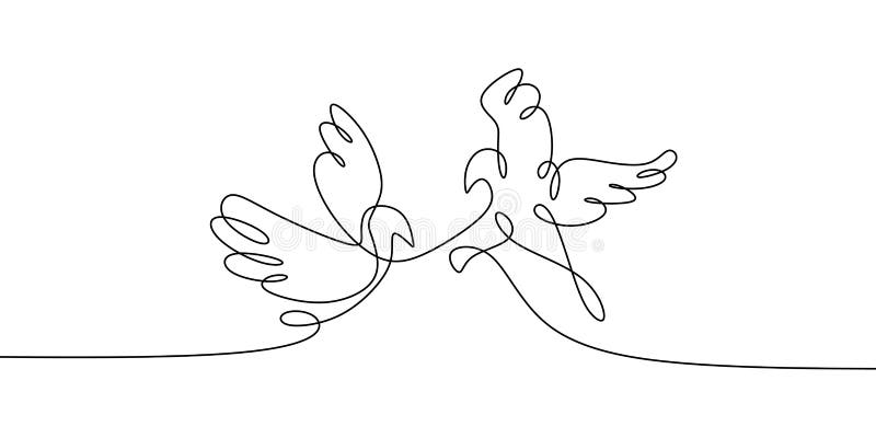 Dove bird. Concept of Two birds one line continuous line drawing vector illustration minimalist design royalty free illustration