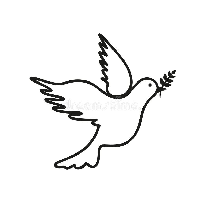 Dove black and white drawing royalty free illustration
