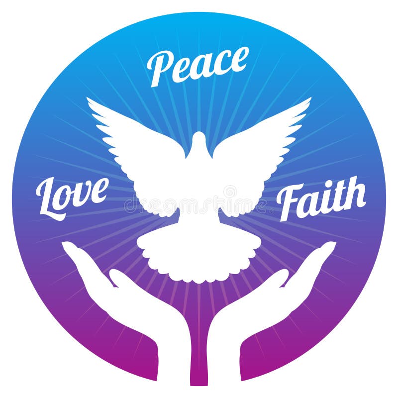 Dove peace flying from hands in sky. Love, freedom and religion faith vector concept royalty free illustration Dove peace flying from hands in sky. Love, freedom and religion faith vector concept royalty free illustration