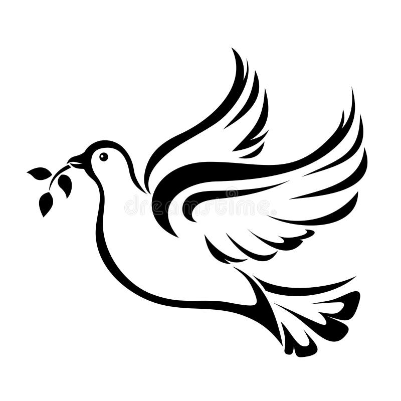 Dove. simbolul păcii. siluetă neagră vectorială. vector illustration
