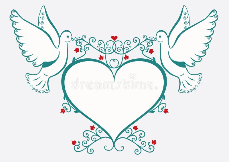 Doves with heart frame