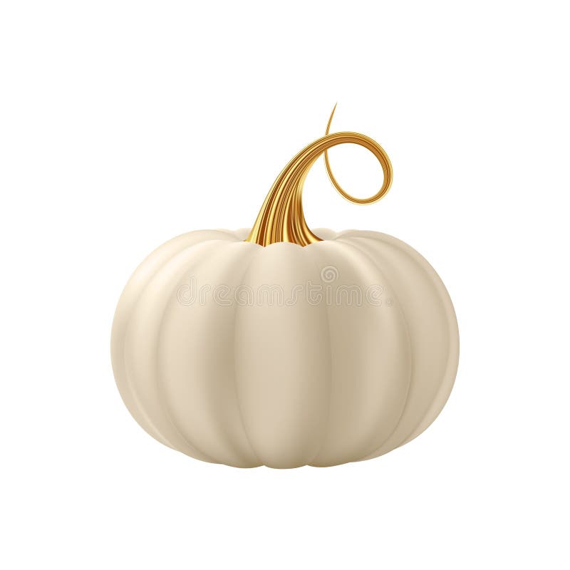 Dovleac realist 3d. dovleac alb crem cu tijă aurie. royalty free illustration