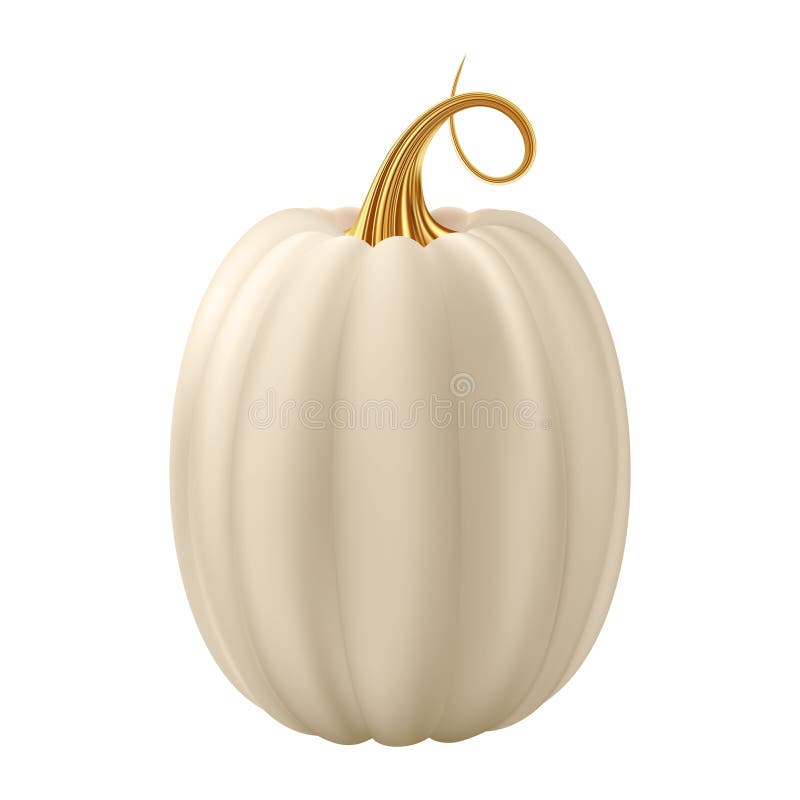 Dovleac realist 3d. dovleac alb crem cu tijă aurie. vector illustration