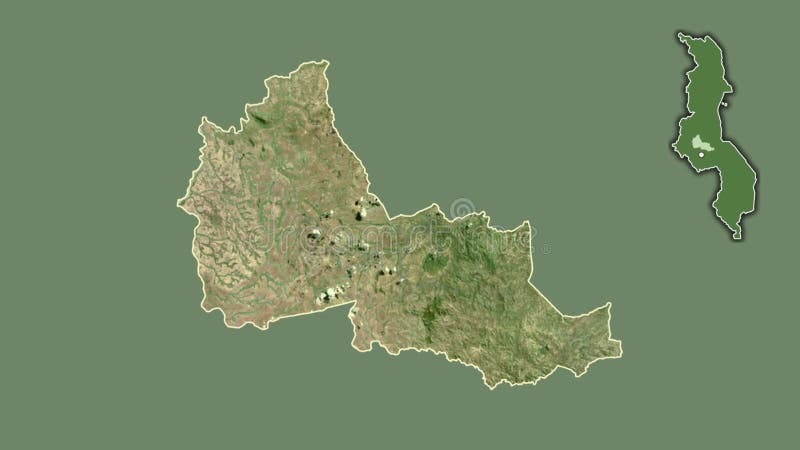 Dowa, Malawi, extruded and isolated. Satellite stock illustration