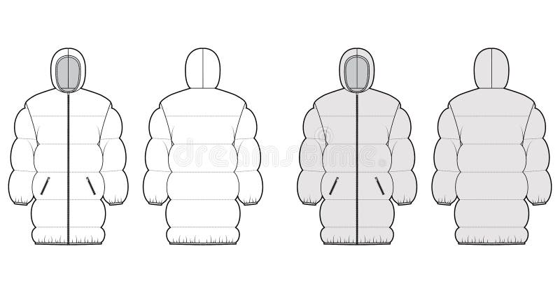 Puffer Jacket Outline Vector Icon. Thin Line Black Puffer Jacket Icon ...