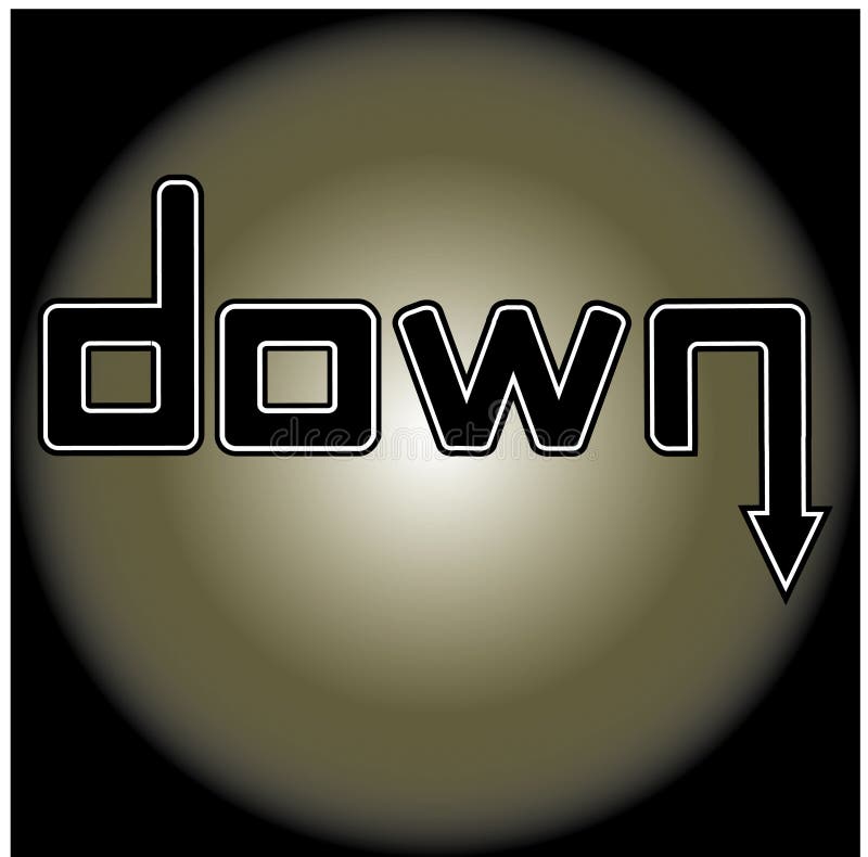 Word Down Arrow Sign Light Flare Stock Illustration Illustration of