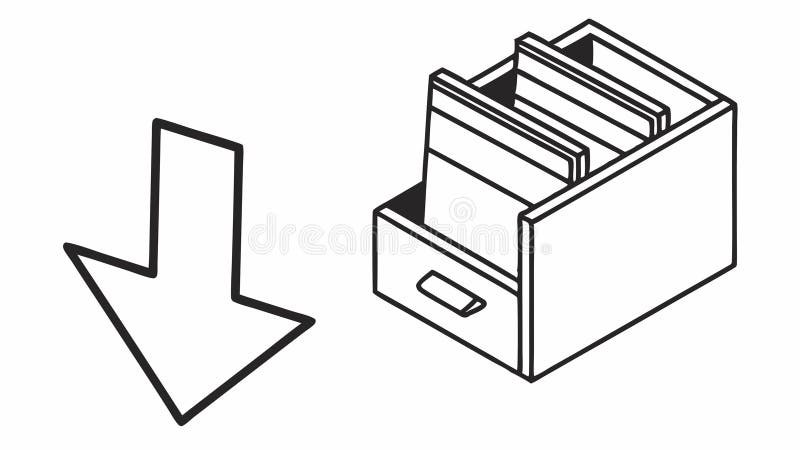 Download Arrow Pointing to Open File Drawer Data Archiving Organization, vector design Generative AI royalty free illustration