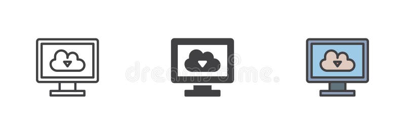 Download cloud storage different style icon set vector illustration