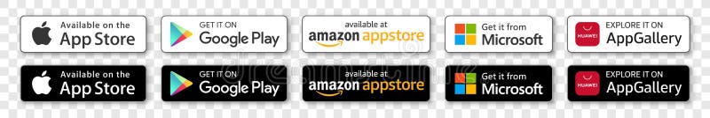 Download dei pulsanti dell'app isolati in background trasparente in formato vettoriale