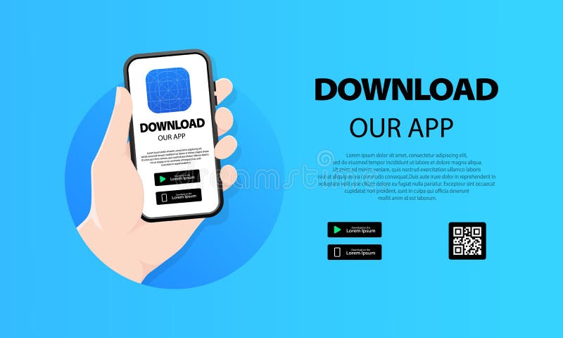 Download page of the mobile app. Empty screen smartphone for you app. Download app. Vector illustration stock illustration
