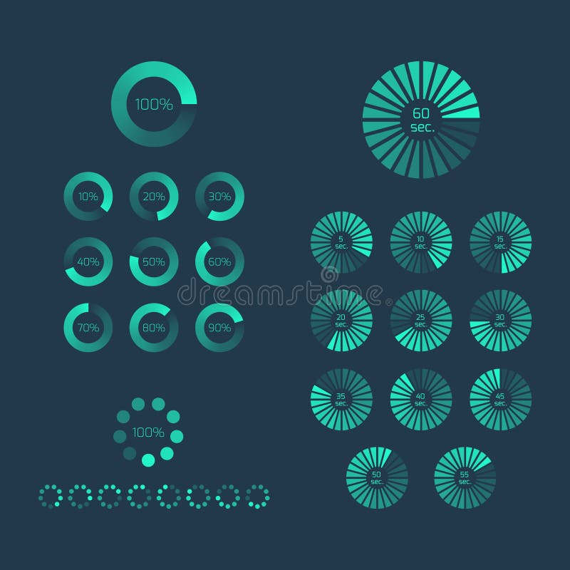 Download progress indicator set. Upload icon and sign, bar element, internet load. vector illustration