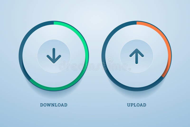 Download and upload buttons with progress bar.