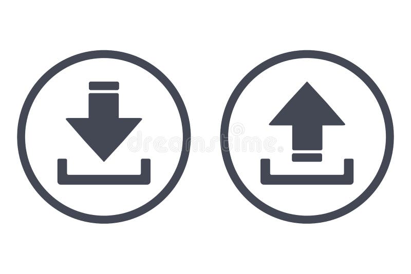Download and upload icons. Button with arrow up and down simple icon - vector royalty free illustration