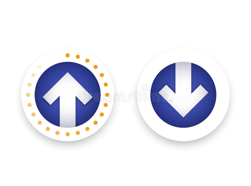 Download, upload icons, vector buttons with arrow stock illustration