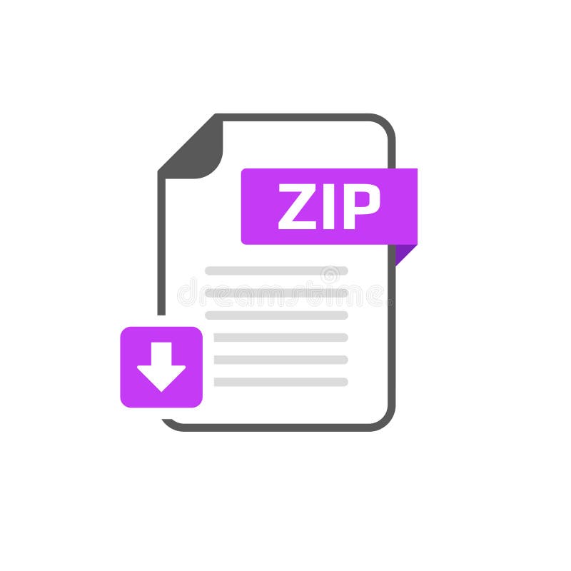 Download ZIP File Format, Extension Icon Stock Illustration