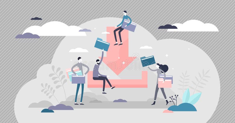 Downloadable concept vector illustration. File sharing flat tiny persons concept vector illustration