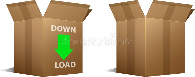 Downloadikone und unbelegte Sammelpacks vektor abbildung