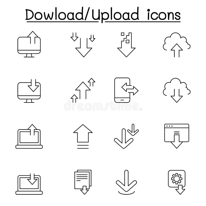 Downloading and Uploading Data Icon Stock Illustration - Illustration ...