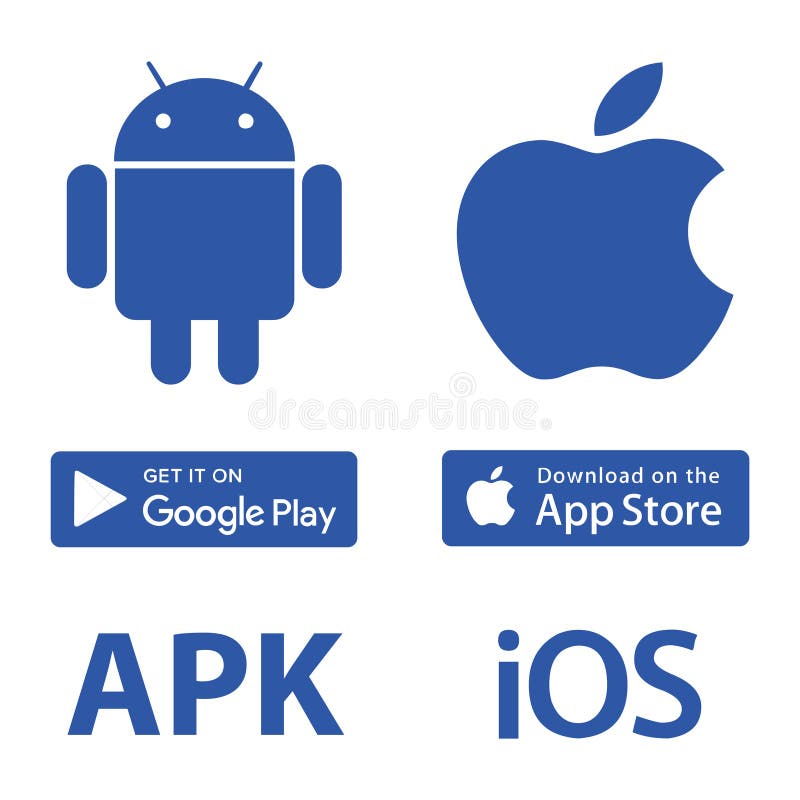 Downloadpictogrammen Android Apple stock illustratie Downloadpictogrammen Android Apple stock illustratie