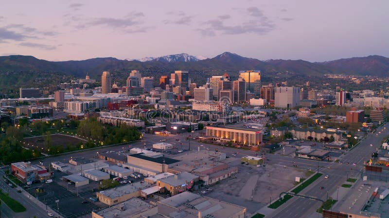 Downtown Aerial View Salt Lake City Utah State Capitol