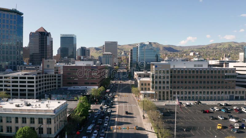 Downtown aerial view Salt Lake City Utah State Capitol