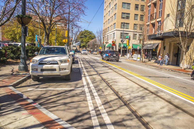 Downtown Atlanta City Scene Busy Streets during Covid-19 Editorial