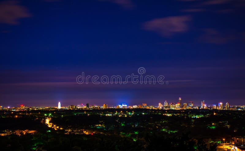 Downtown Austin Texas Night Cityscape Overlooking City Lights royalty free stock photography Downtown Austin Texas Night Cityscape Overlooking City Lights royalty free stock photography