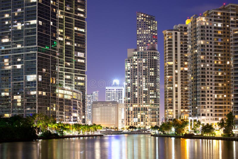 Downtown and Brickell Key in Miami royalty free stock image