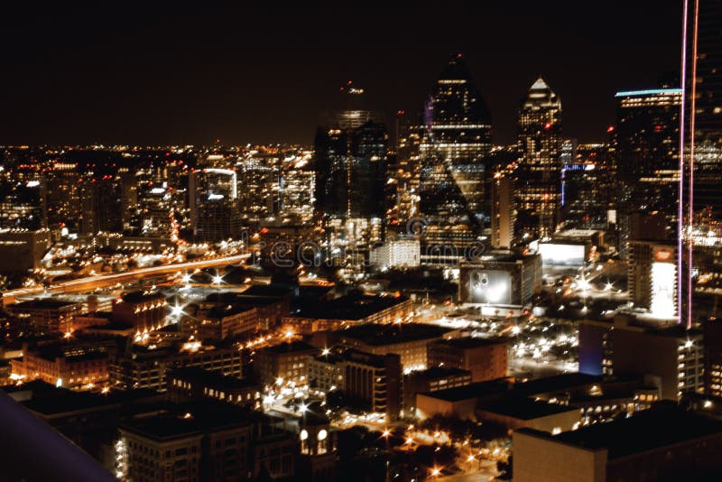 Downtown Dallas lights stock image. Image of neon, city 177067663