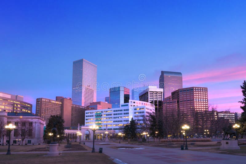 Downtown Denver Pink Clouds at Dawn