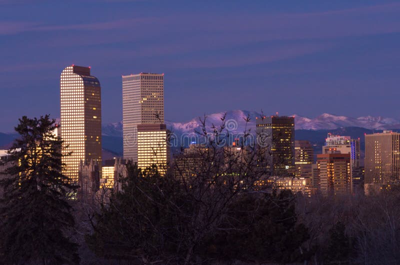 Downtown Denver Skyline First Light Stock Photo Image of cityscape, skyscrapers 166113952