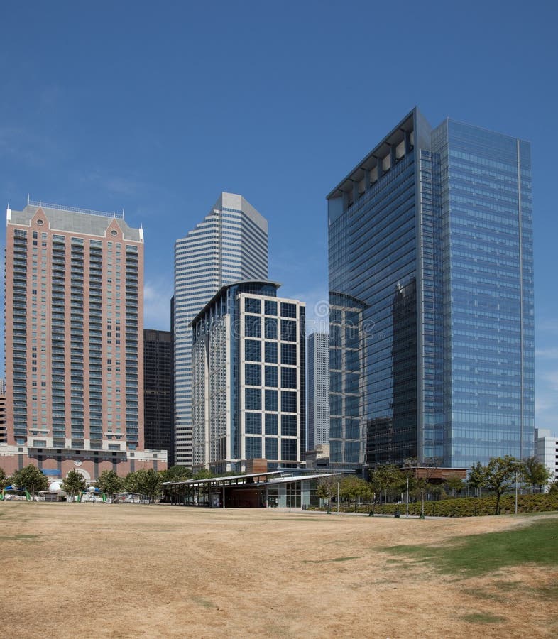 Downtown Houston Offices and Park Stock Photo Image of buildings
