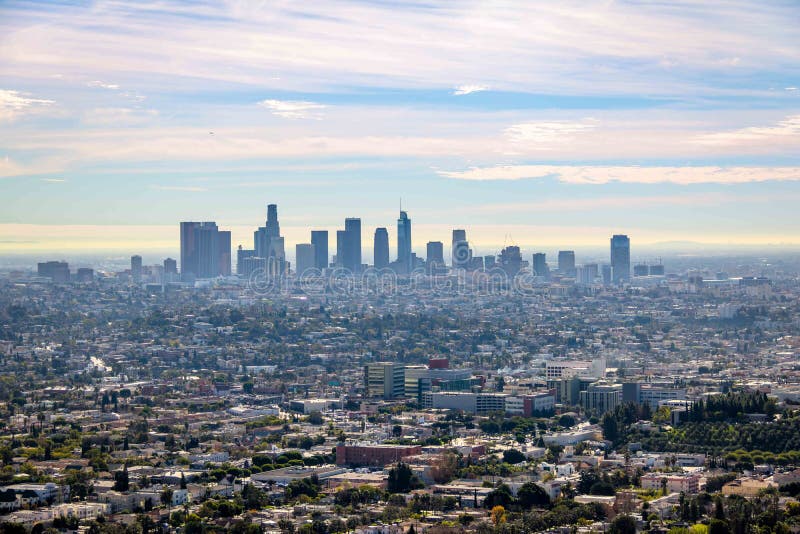 Downtown Los Angeles Skyline View Los Angeles California Usa Stock