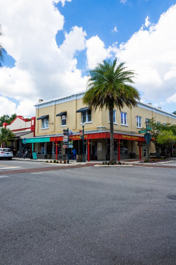 Downtown Mount Dora with the Various Shops in the Downtown District in