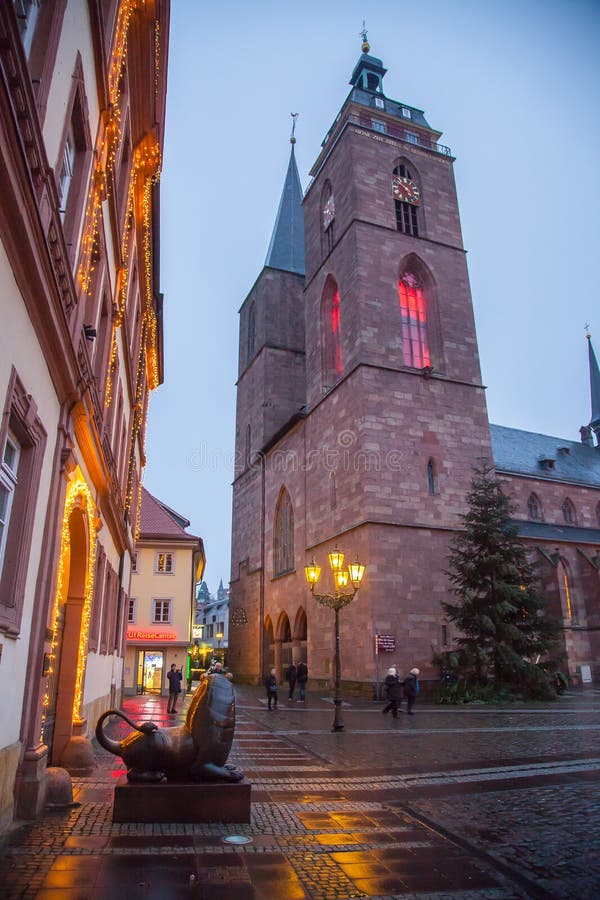 Downtown Neustadt an der Weinstrasse by night,Germany