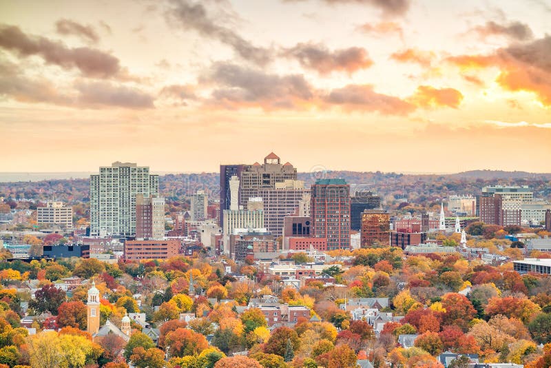 Downtown New Haven from East Rock Park Stock Photo Image of gothic
