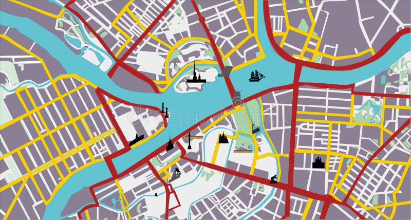 Downtown plan illustration stock illustration