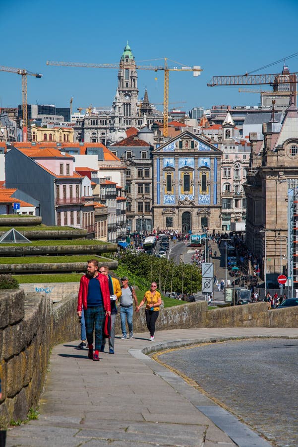 Downtown in Porto Portugal editorial stock photo. Image of house