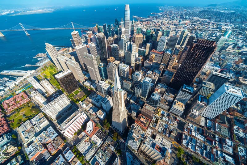 Downtown San Francisco aerial view royalty free stock photography