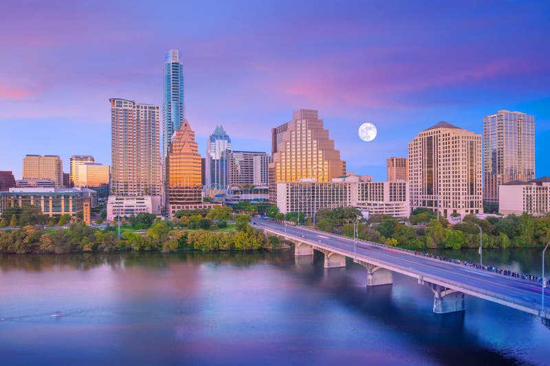 Downtown Skyline of Austin, Texas Stock Image Image of street, state