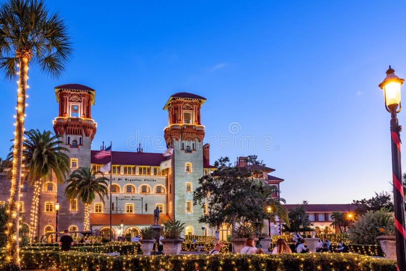 Downtown of St. Augustine, Florida, during Christmas Time Editorial Stock Image Image of