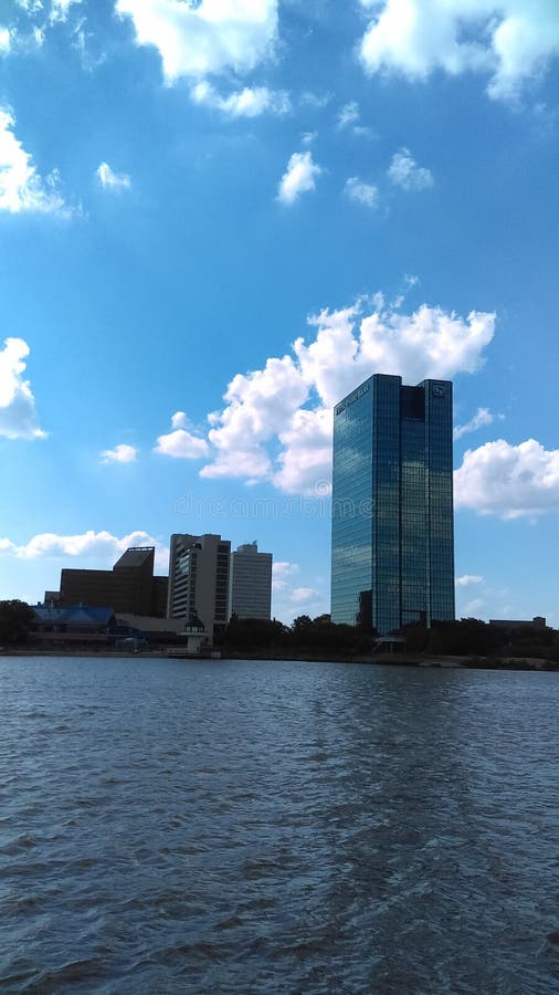 Toledo Ohio Waterfront Downtown City Skyline Maumee River Stock Image