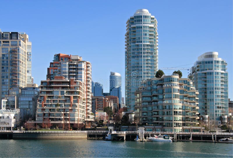 Downtown of Vancouver. View from Granville Island. Vancouver skyscraper stock images, royalty-free photos and pictures